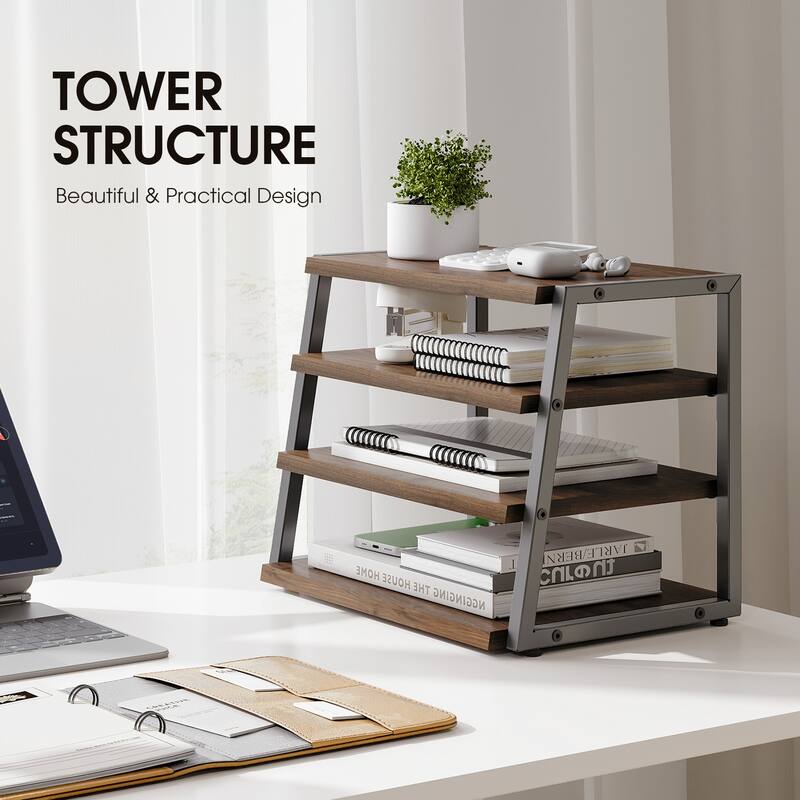 Fenge Desk Organizer, 4 Tier File Organizer for Desk - 14.6x10.5x12.1 inches