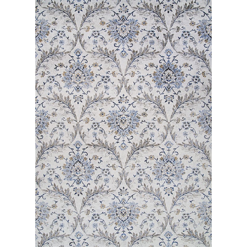Dream Decor Rugs Serai Blooming Acacia Taupe Blue Area Rug