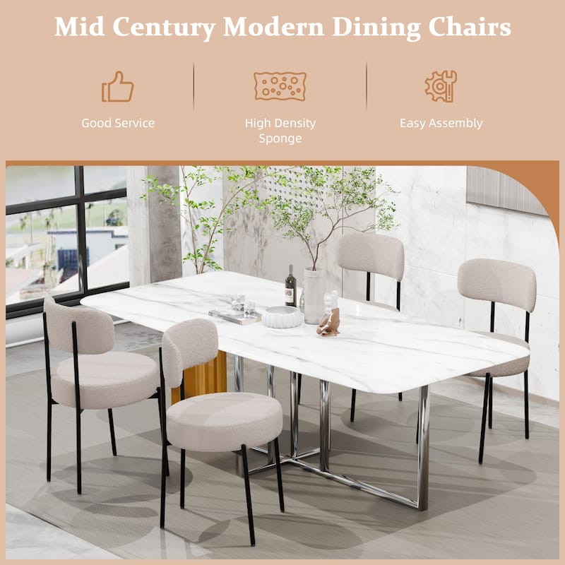 XINMICS Dining Chairs Set of 2/4/6, Mid Century Modern Upholstered Boucle Kitchen Dining Room Chairs