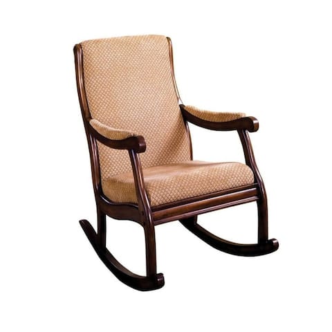 Padded Fabric Seat Rocking Chair in Antique Oak