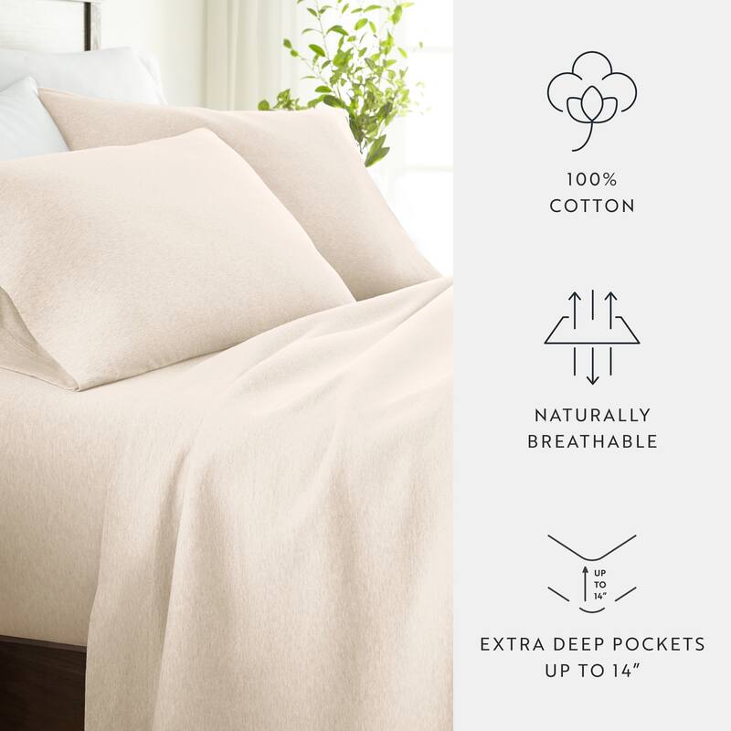 Ultra Soft 4 Piece Cotton Jersey Knit Sheet Set