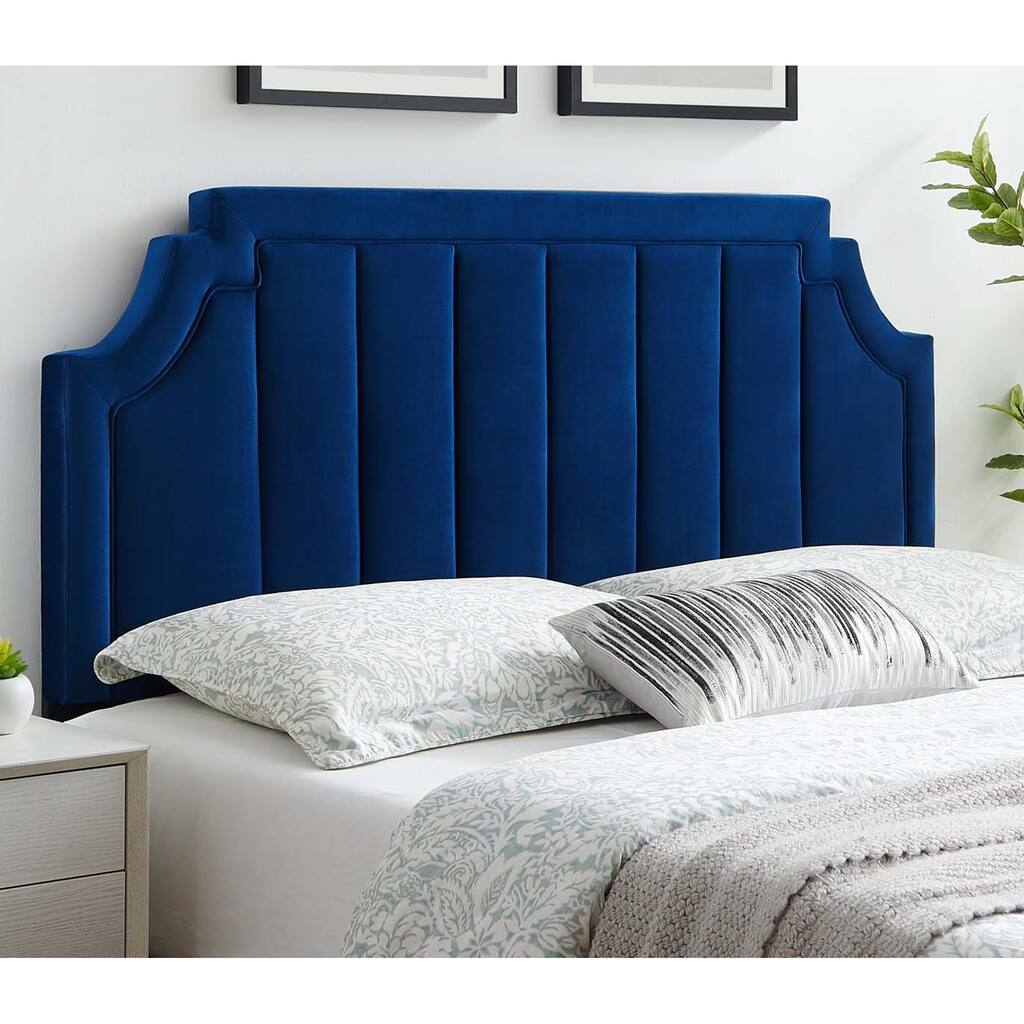 Deltona Blue Velvet Upholstered Twin Size Headboard