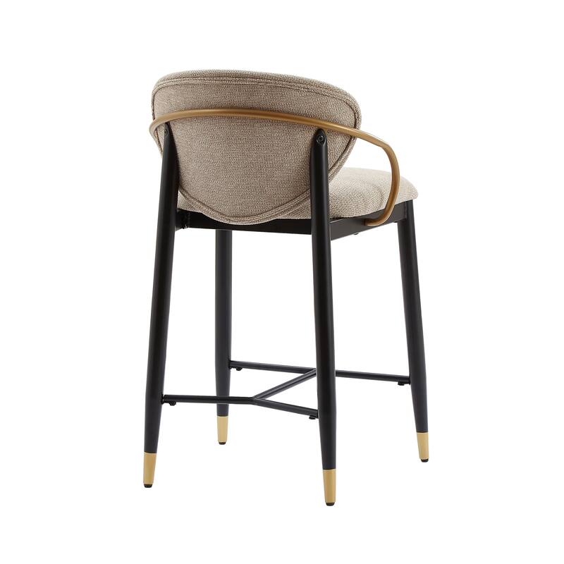 Christopher Knight Home - Mateo Modern Upholstered Counter Stool Set of 2 with Metal Frame and Supportive Back Design