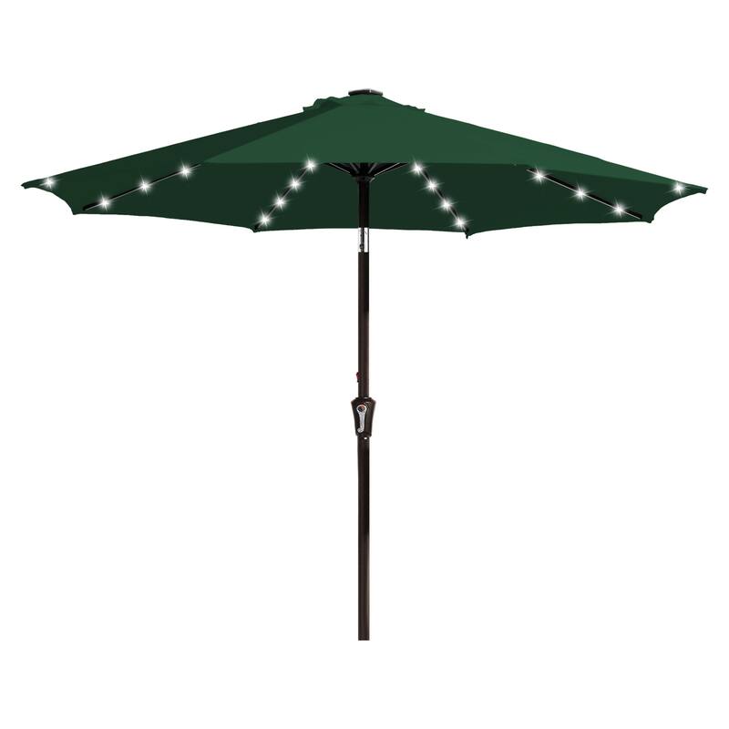9ft Patio Market Umbrella with LED Lights,Crank & Tilt