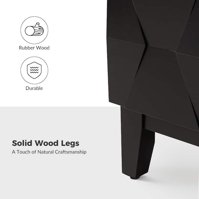 Ethel Mid-Century 2-Drawer Storage Nightstand with Adjustable Solid Wood Legs and Charging Station By HULALA HOME