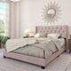 preview thumbnail 44 of 43, Bardy Upholstered Button-tufted Wingback Bed - Queen or King Blush - Queen