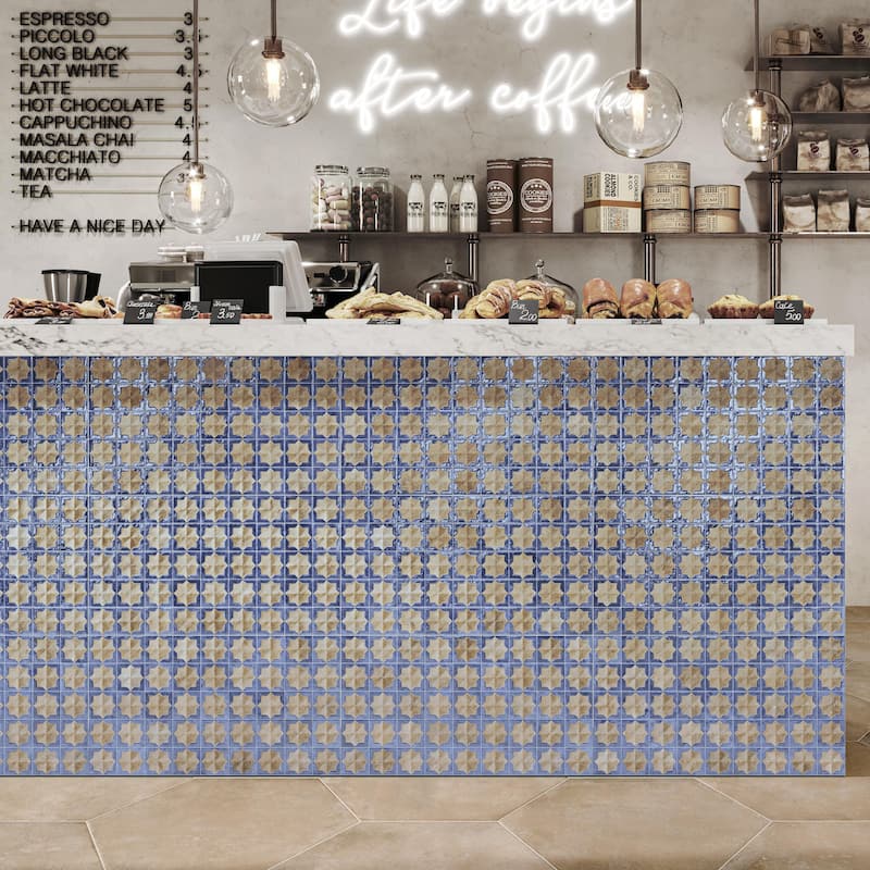 Merola Tile Tetuan Astre Terra Cobalt 12-1/8" x 21-7/8" Porcelain Wall Tile - Case (7 Tiles)