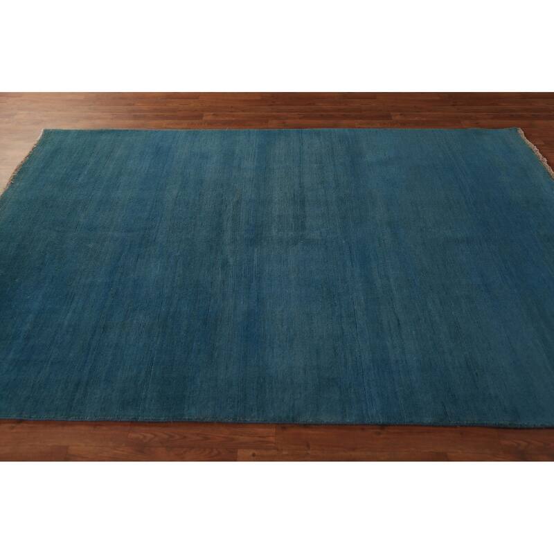 Blue Gabbeh Modern Area Rug Handmade Oriental Blue Wool Carpet - 5'6" x 7'10"