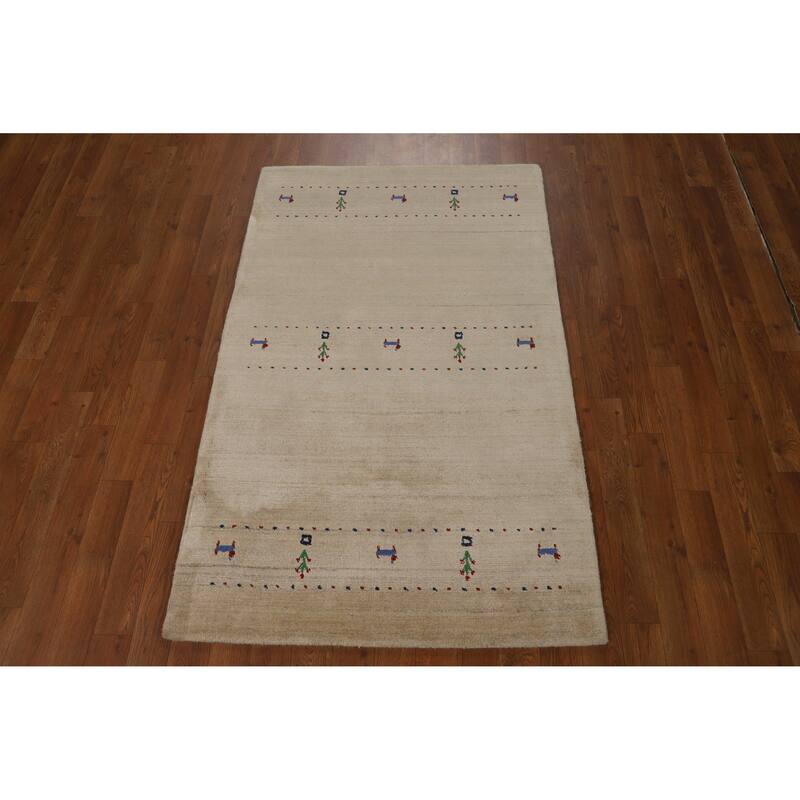 Tribal Gabbeh Indian Foyer Rug Handmade Oriental Silk Carpet - 3'0"x 4'10"