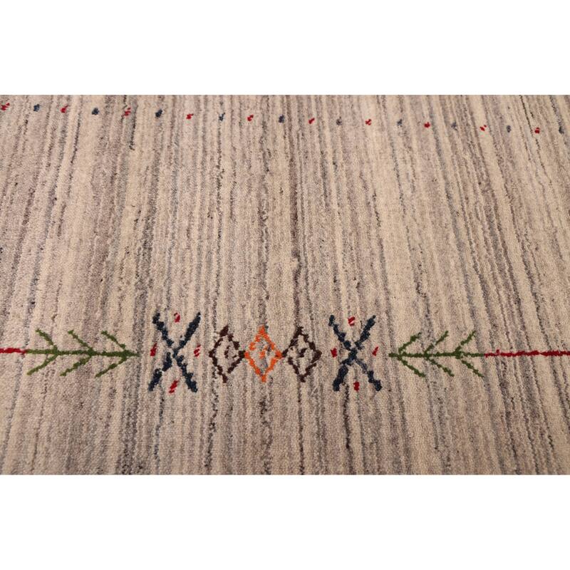 ECARPETGALLERY Hand Loomed Kashkuli Gabbeh Grey Wool Rug - 8'1 x 9'11