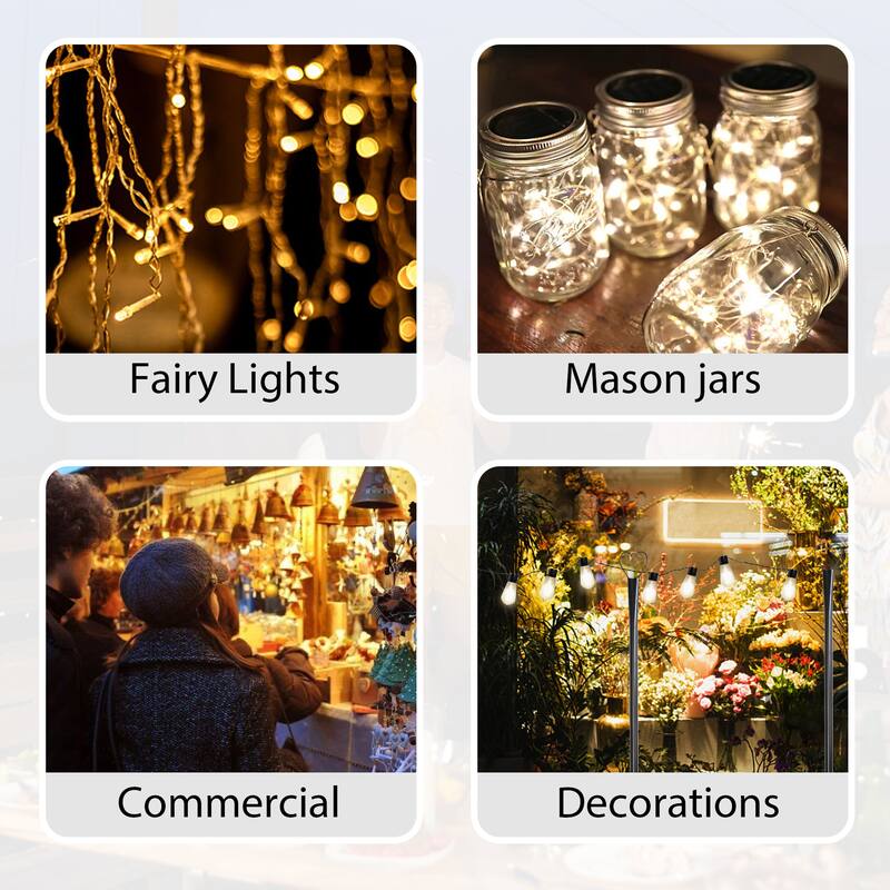 Set of 6 RC String Light Pole, 9 FT Lighting Stand with Heart Shape Hooks, LED Solar Bulbs for Parties, Christmas