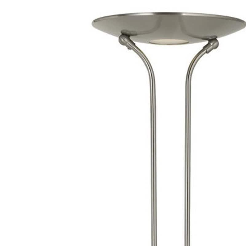 HomeRoots 71" Nickel Led Torchiere Floor Lamp With Nickel Dome Shade - 70.8" x 11.5" x 11.5"