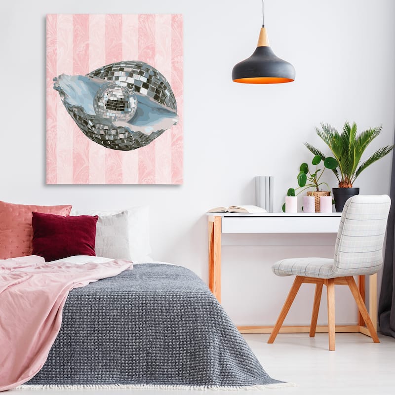 Stupell Disco Oyster on Stripes Canvas Wall Art Design By Lil' Rue