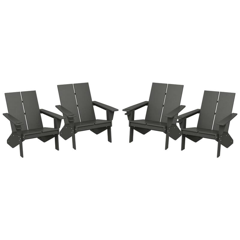 Coastin Modern Poly Adirondack Chair (Set of 4), Black