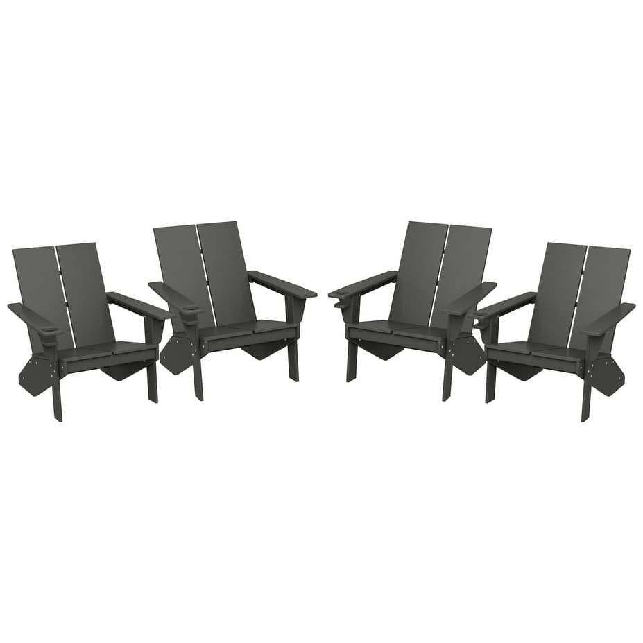 Coastin Modern Poly Adirondack Chair (Set of 4), Black