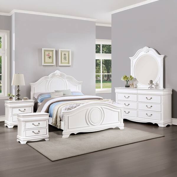 slide 2 of 12, Furniture of America Pati 5-Piece White Wood Panel Bedroom Set Full