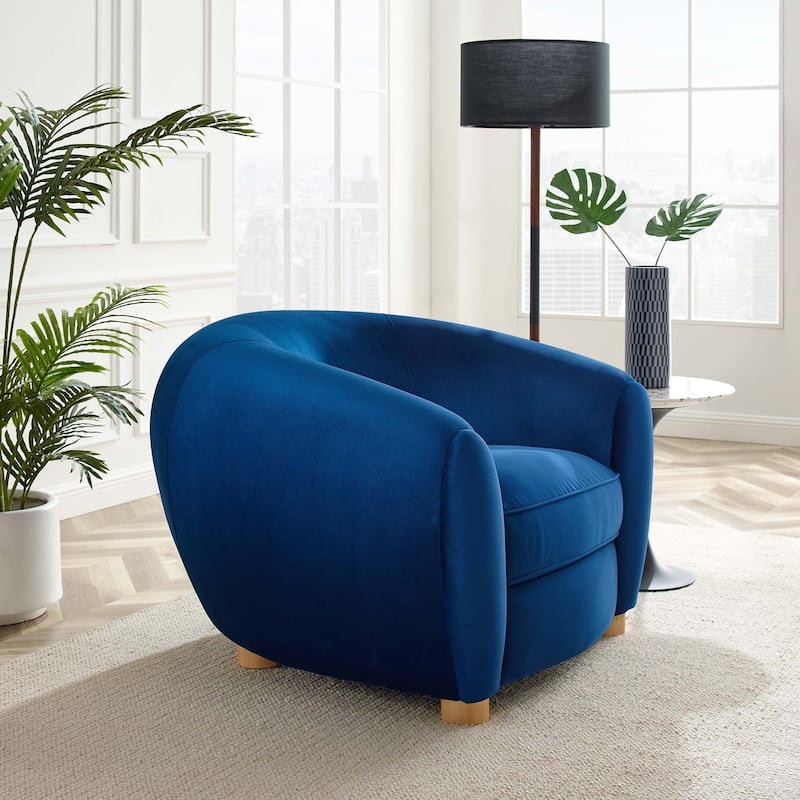 Abundant Performance Velvet Armchair - Navy