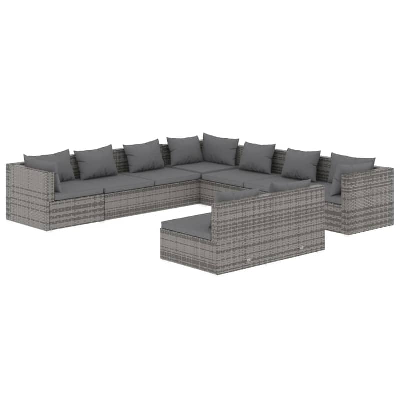 vidaXL Patio Lounge Set Outdoor Sectional Sofa Set Table Garden Poly Rattan - 27.6" x 27.6" x 23.8"