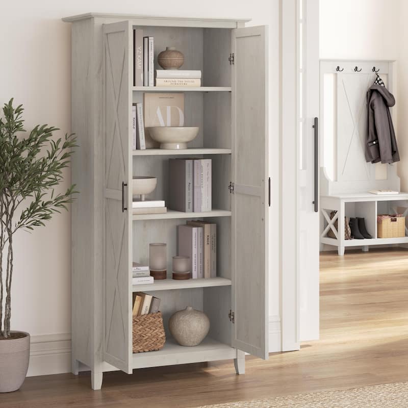 Key West Tall Storage Cabinet with Doors and Shelves by Bush Furniture