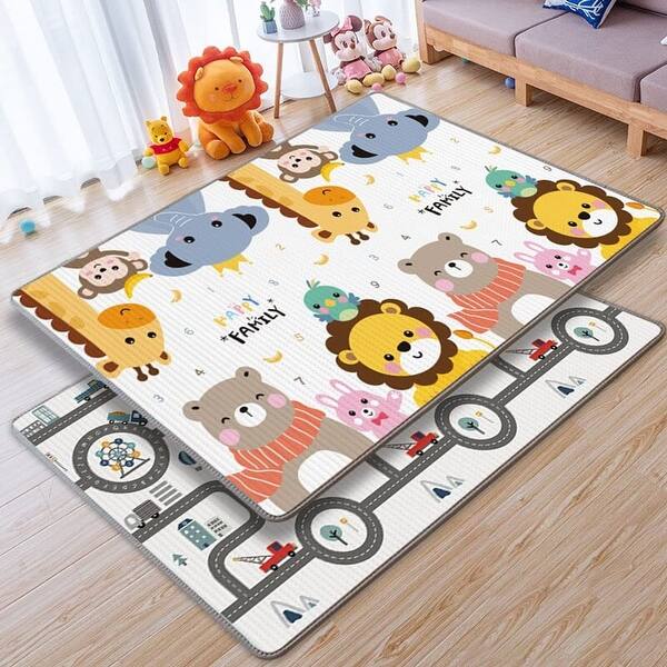 slide 2 of 7, Baby Floor Mat, Non-Slip Foam Play Mat for Crawling & Play, Waterproof Multi