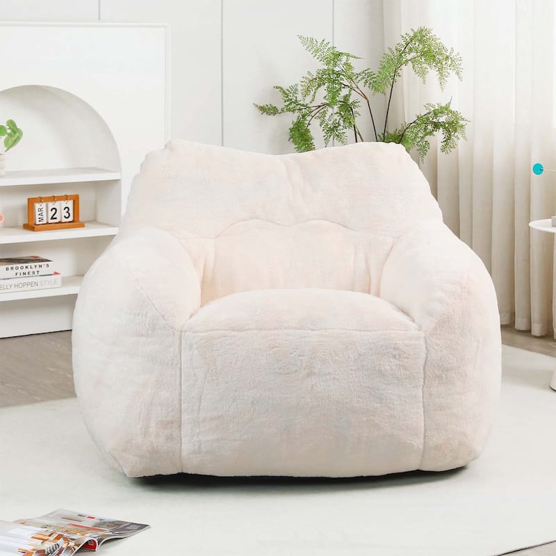 Bean Bag Chair,for Ultimate Relaxation in Living Rooms and Bedrooms - White