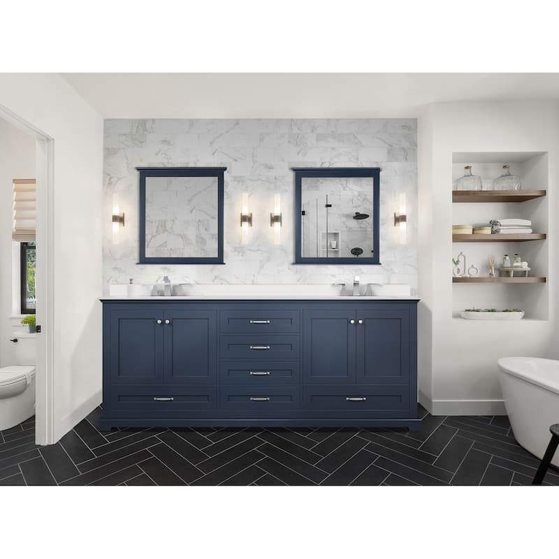 Dukes 80 in. Double Bath Vanity, Cultured Marble Top & 30 in. Mirrors