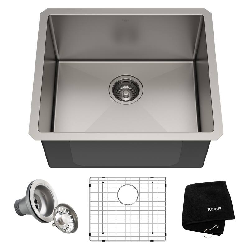 KRAUS Standart PRO Undermount Single Bowl Stainless Steel Kitchen Sink - 21 inch (21"L x 18"W x 10.5"D)