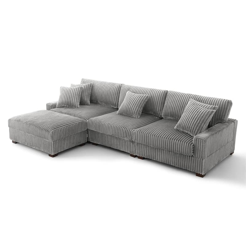 118.4"W Plush Modular Sectional Sofa with Pillows