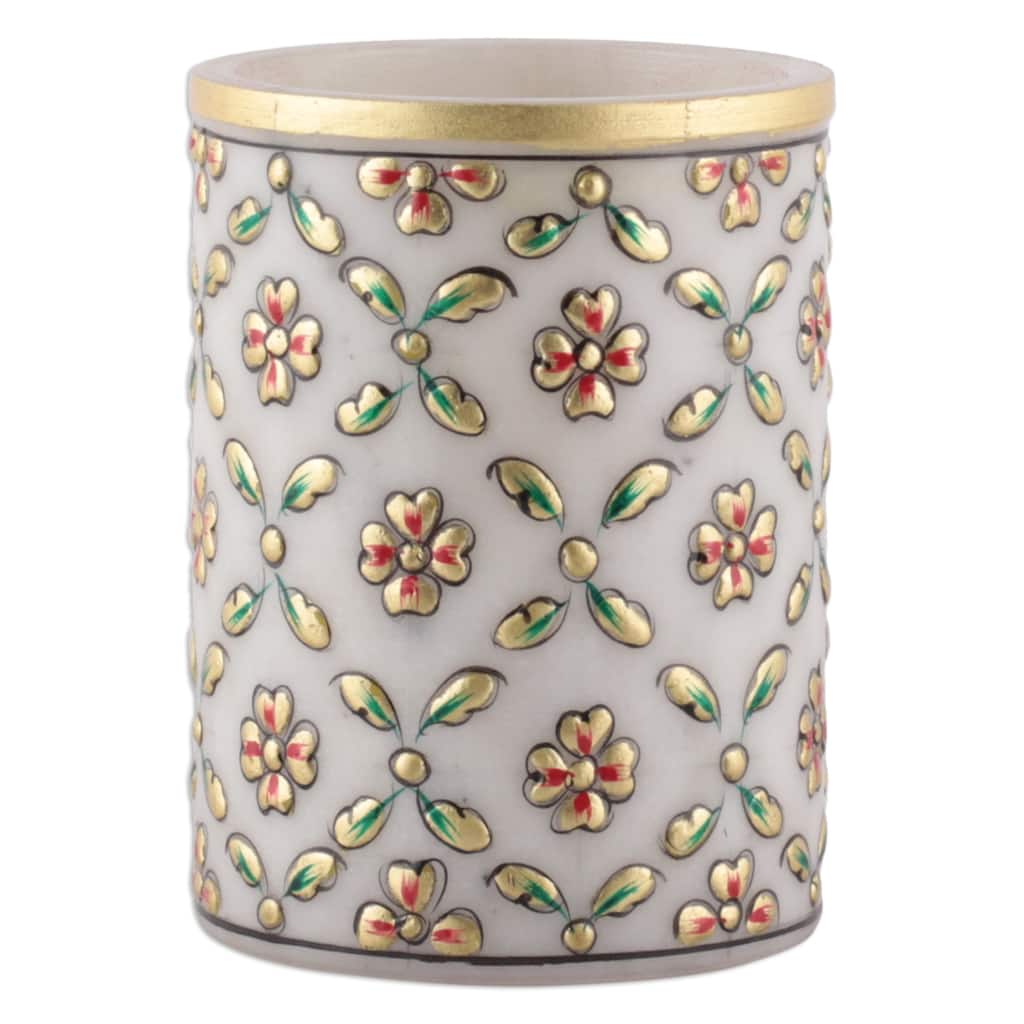 Novica Handmade Spring Mesh Marble Pen Holder