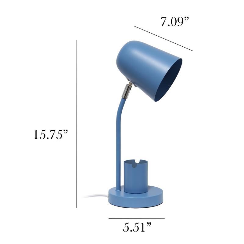 Desk Lamp with Conical Shade and Pen Holder - 15.75" - Blue