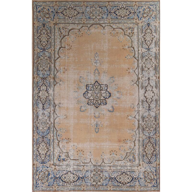 Geometric Kerman Persian Large Rug Handmade Wool Carpet - 9'7" x 13'11"