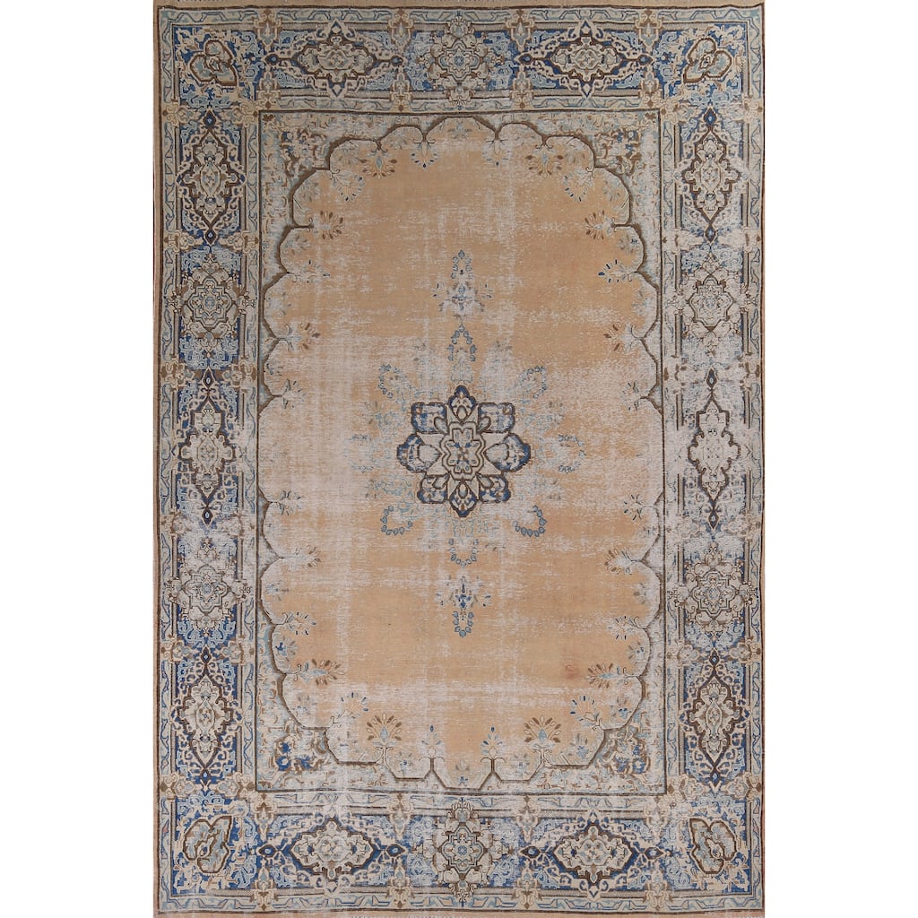 Geometric Kerman Persian Large Rug Handmade Wool Carpet - 9'7" x 13'11"