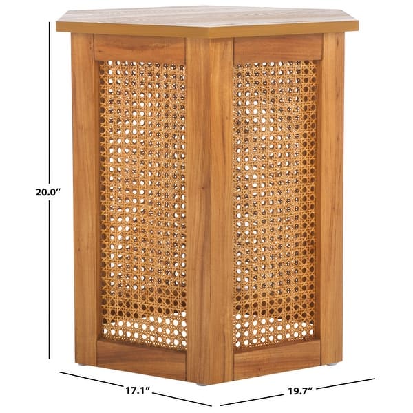 dimension image slide 2 of 4, SAFAVIEH Danez Hexagon Cane Accent Table (Fully Assembled) - 20Wx17Dx20H