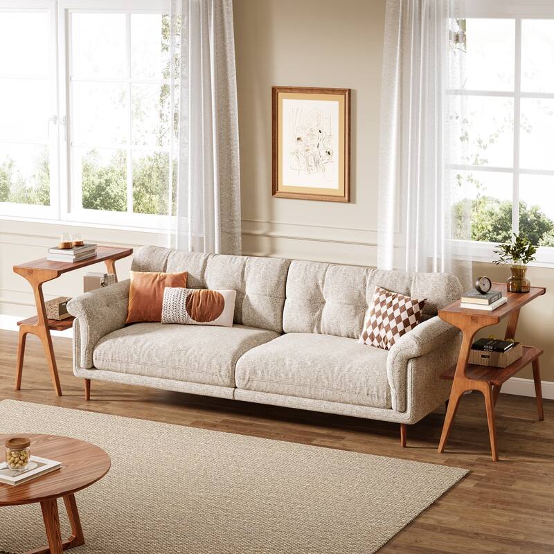 Wood 2-Tier Slim End Side Chairside Table for Living Room