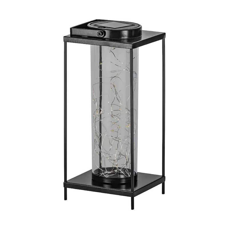 Solar - 50-Light Integrated LED Outdoor Table Lamp - Black Finish - Black, Clear