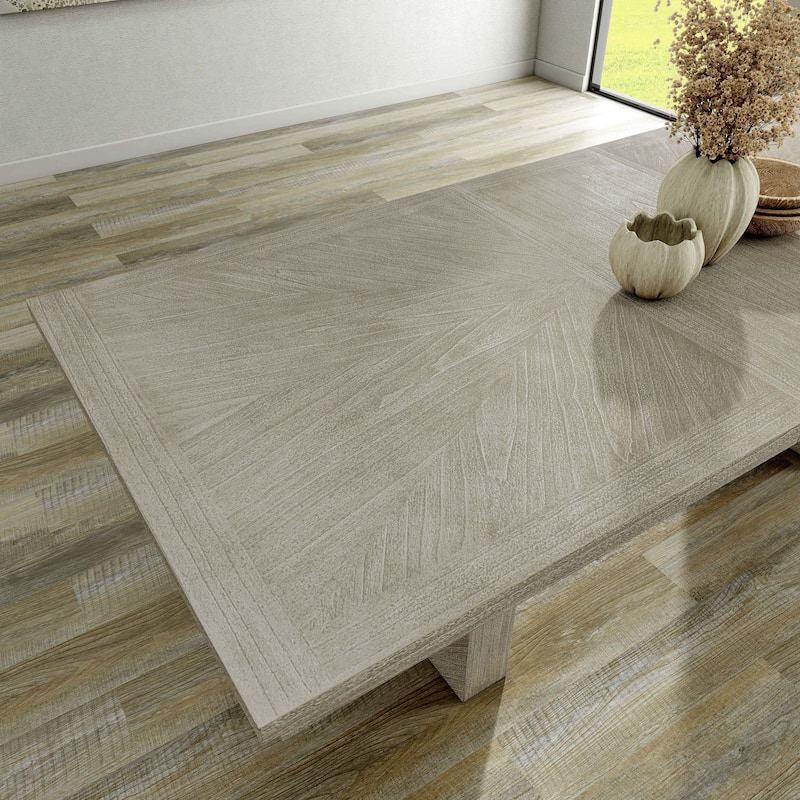 Furniture of America Yetaria Modern Farmhouse 5-Piece Natural Wood Extendable Dining Table Set