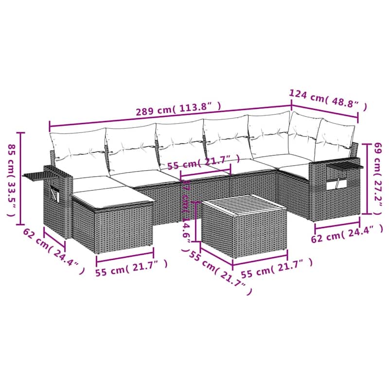 vidaXL Garden Sofa Set PE rattan Medium Modular Garden Sofa Set