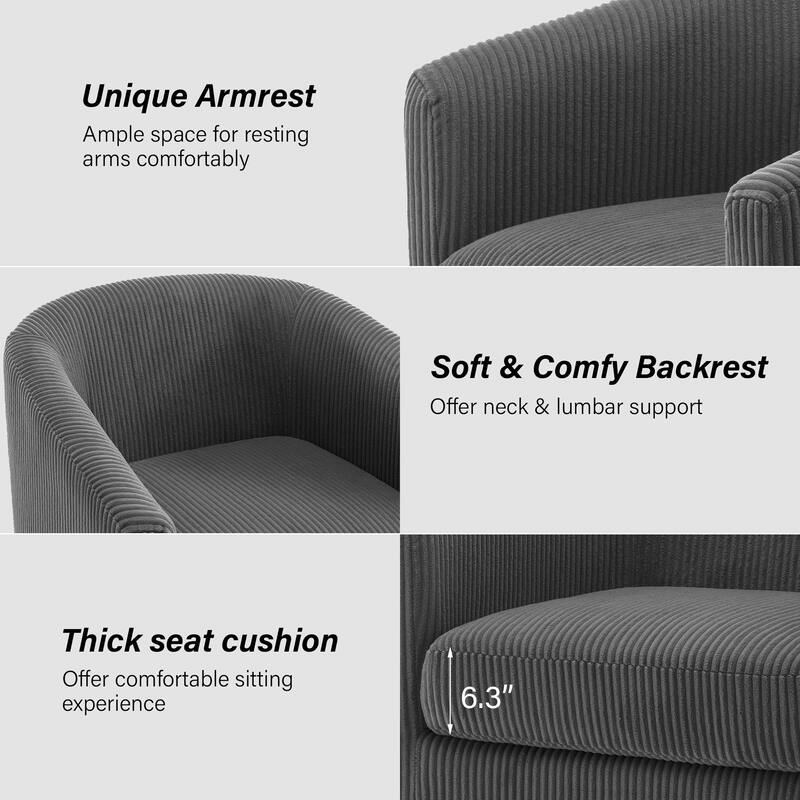 Corduroy Upholstered Swivel Barrel Chair (Set of 2)