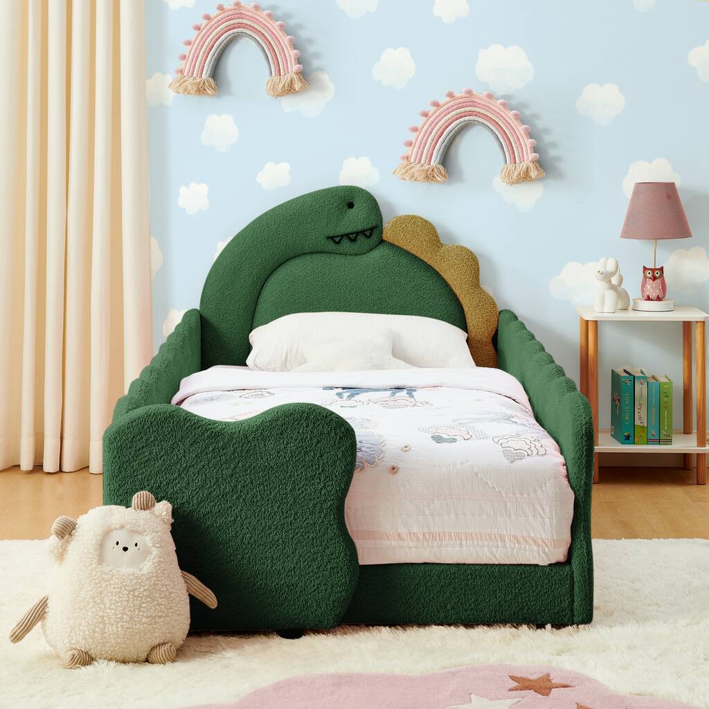 Cute Dinosaur-Shaped Kids Bed with Safety Guardraild