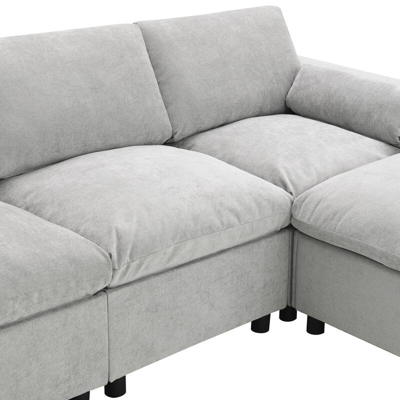 Chenille Modular Sectional Sofa, U Shaped Sectional Cloud Couch Set