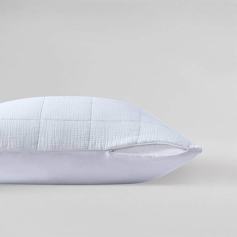 Calvin Klein Cotton Gauze Solid Reversible Quilt Set
