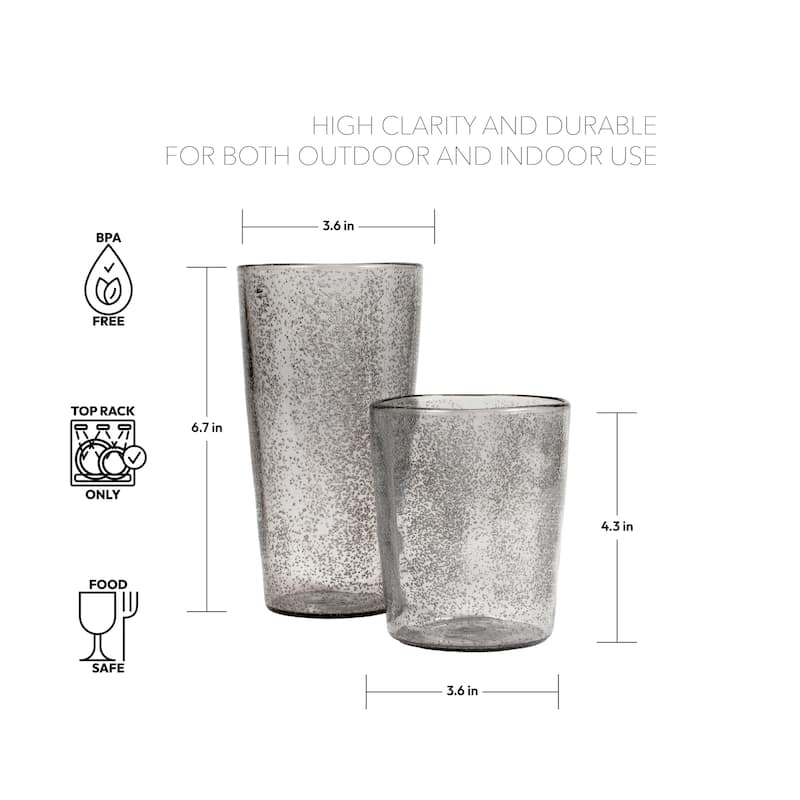 Fizz Bubbles Drinkware Set, 17 Oz & 24 Oz, Set of 8