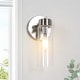 preview thumbnail 11 of 26, LNC Modern Farmhouse Clear Glass Wall Sconce Black Gold Silver Bathroom Vanity Lighting - W 4.7" x H 9.6" x D 4.5"