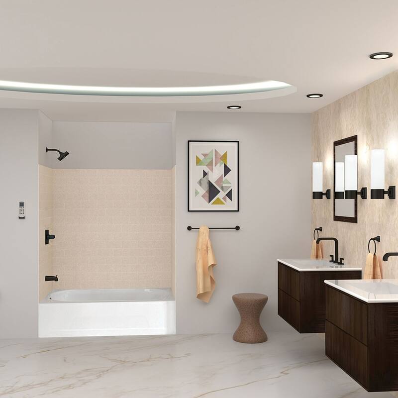 Transolid SaraMar 36-In X 60-In X 60-In Glue to Wall 3-Piece Tub Walls - 60" x 36" x 60" - 60" x 36" x 60"