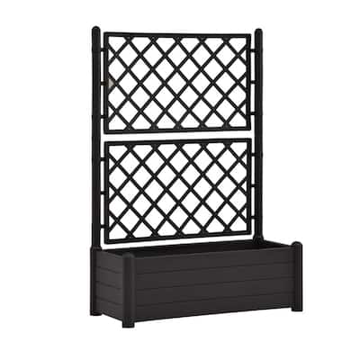 Simi Garden Flower Planter with Trellis, Anthracite Gray, 17x40x56