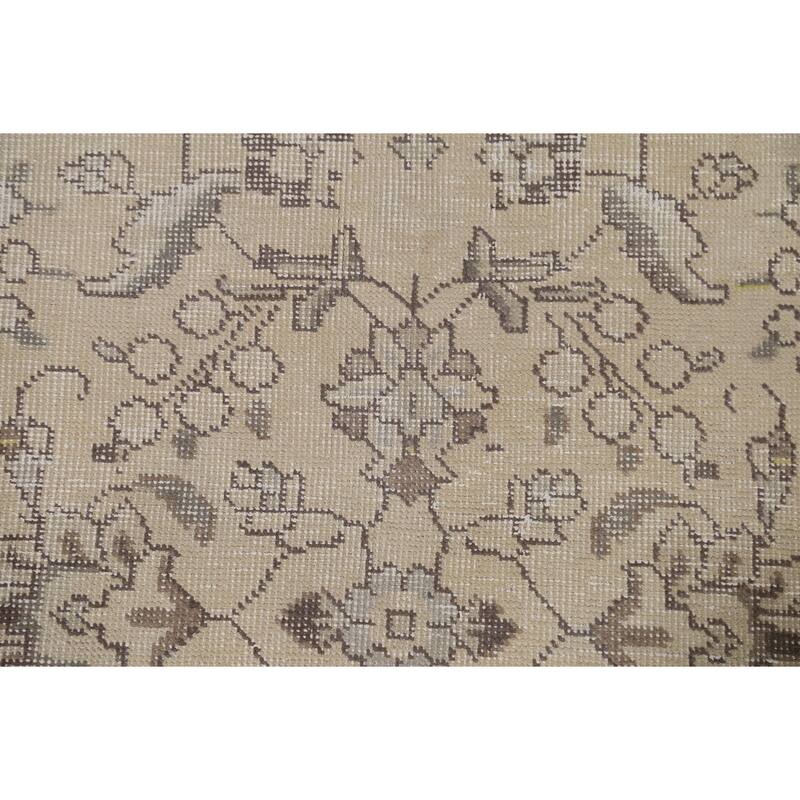 Hand Knotted Oriental 100% Wool Carpet Traditional Floral Beige & Ivories Tabriz Area Rug - 8' 9'' X 6' 0''