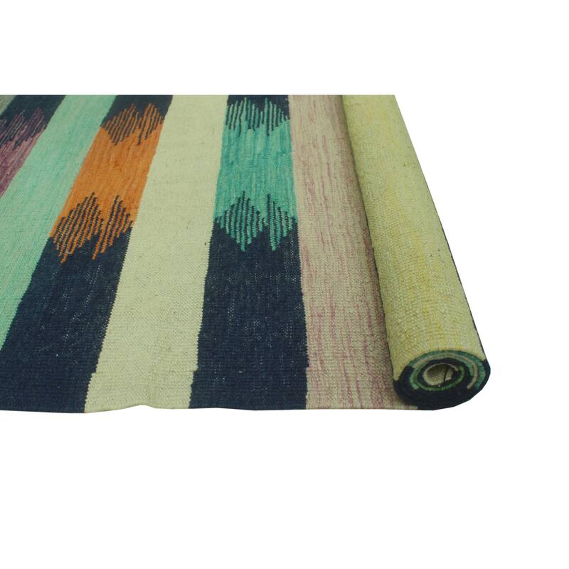 Hand-Woven Winchester Kilim Hring Navy/Ivory Runner - 2'11" x 9'8"