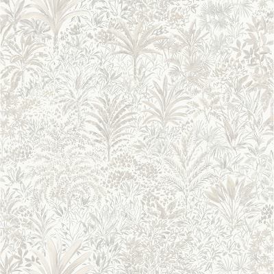 Fine Decor Meilani White & Silver Palm Landscape Wallpaper