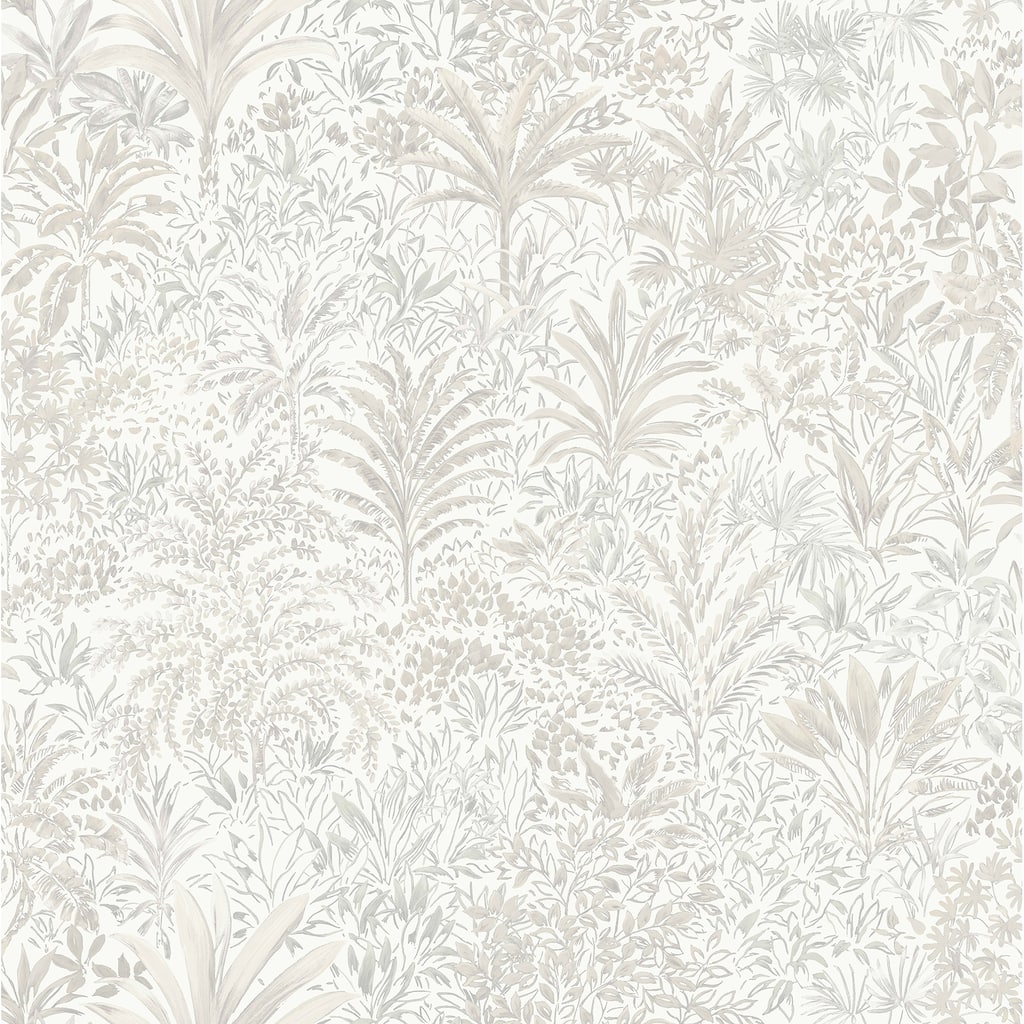 Fine Decor Meilani White & Silver Palm Landscape Wallpaper