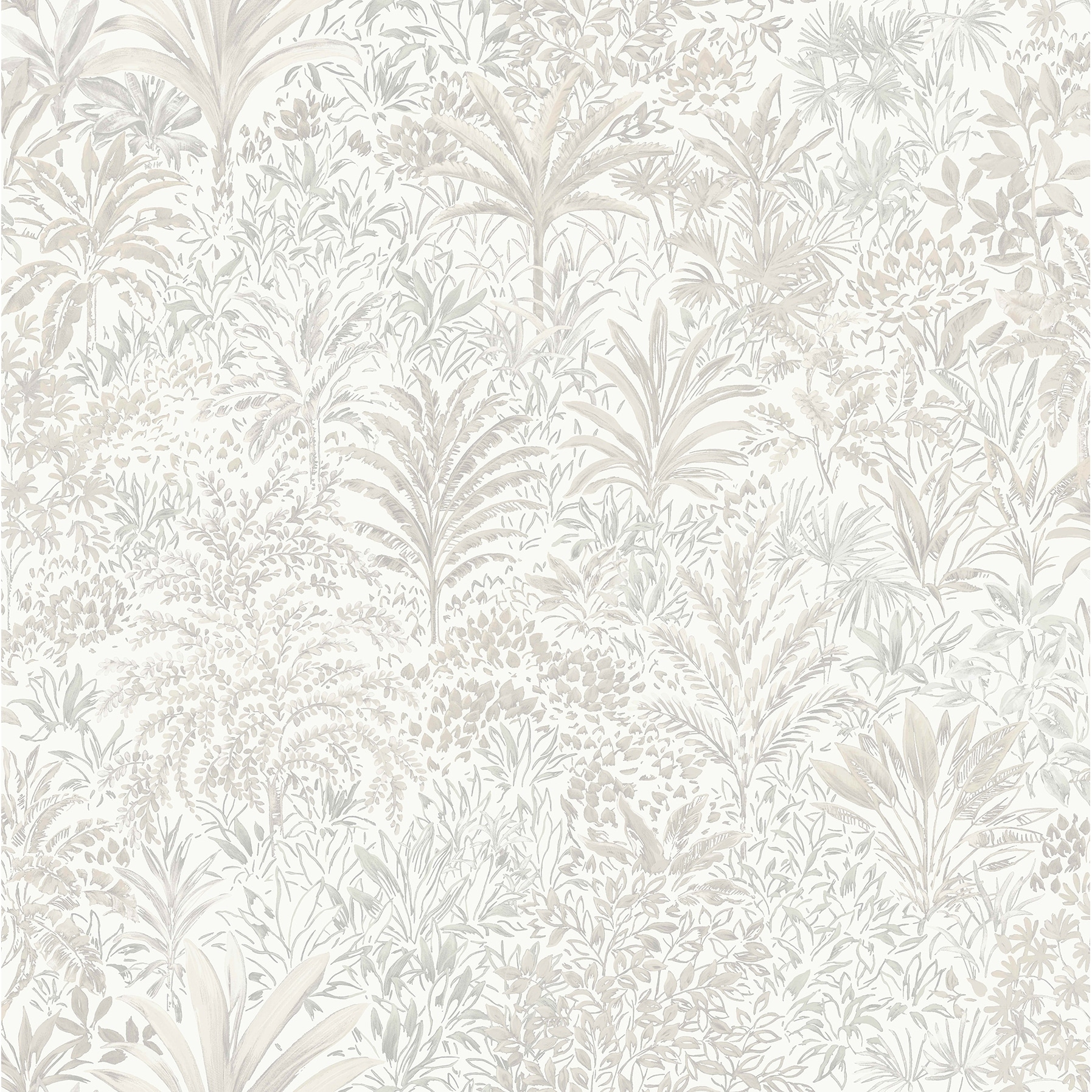 Fine Decor Meilani White & Silver Palm Landscape Wallpaper